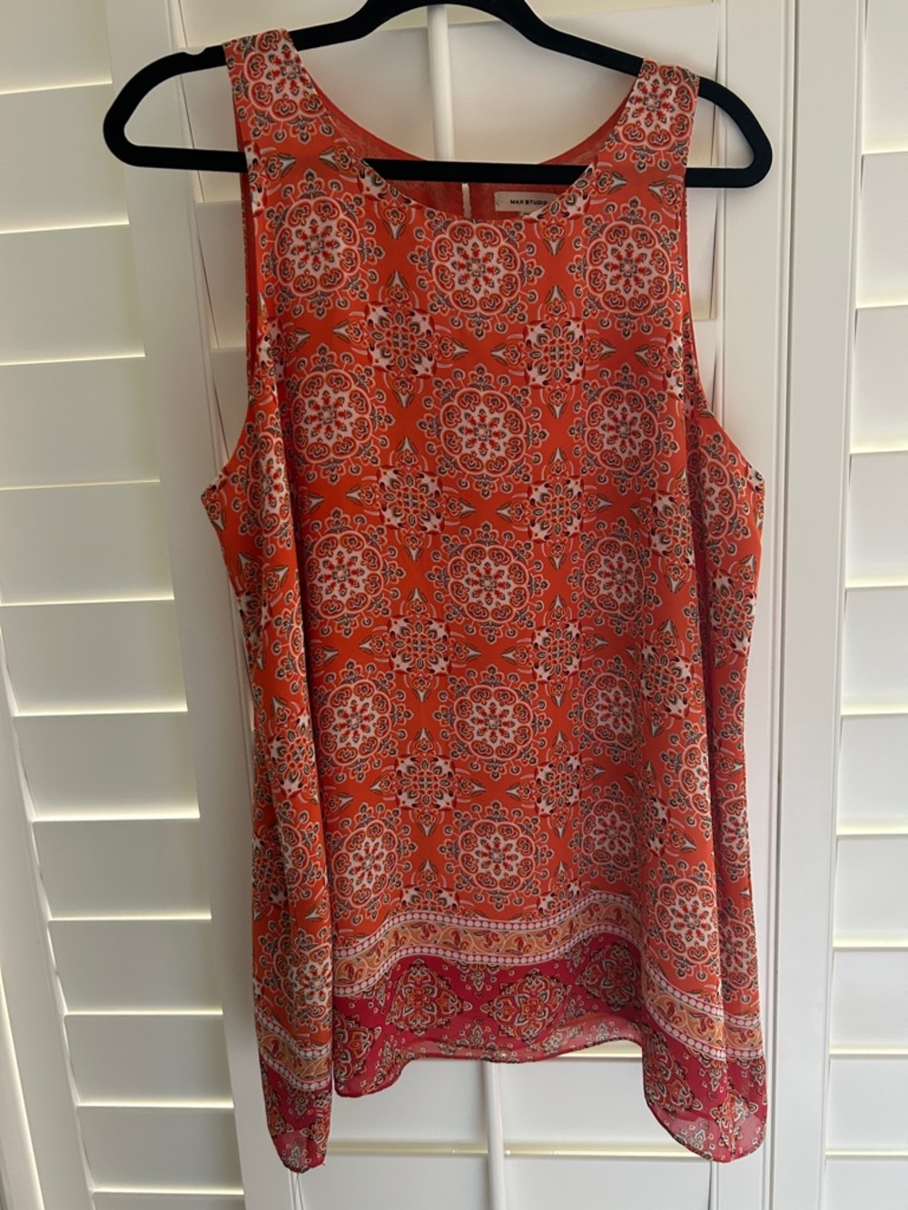 Max Studio Orange Printed Sleeveless Camisole